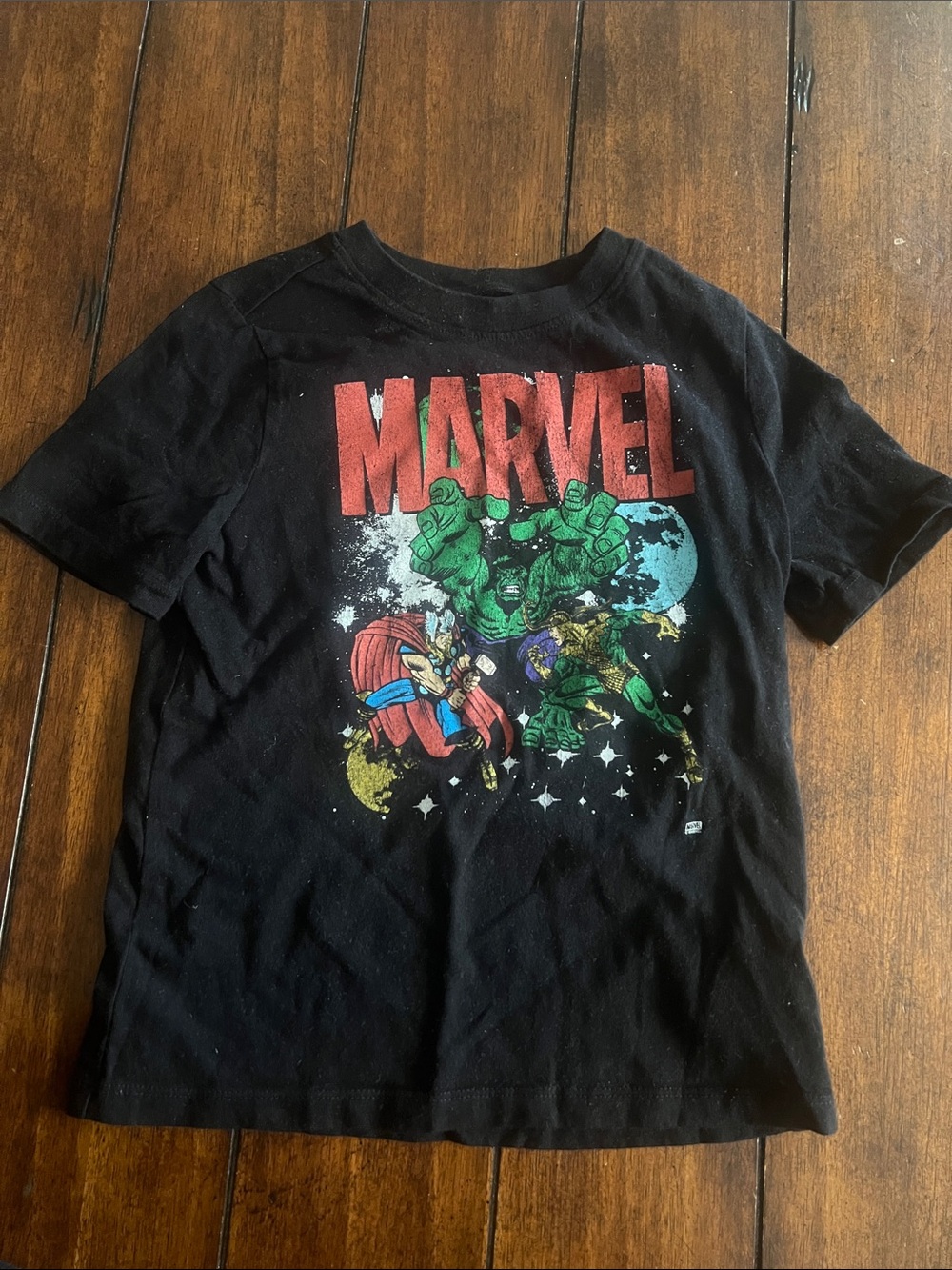🎉🎉 5 for $20🎉🎉Marvel Black Tee with Red Logo and Multicolor Superhero Art